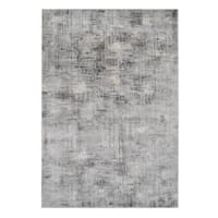 (B656) Mixed Grey Abstract Soft High-Low Design Area Rug, 7x10