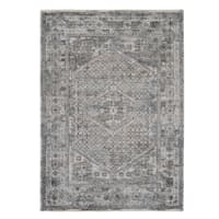 (A461) Dark Grey Medallion Area Rug, 5x7