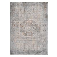 (A462) Blue Multicolor Modern Dense Medallion Area Rug, 5x7
