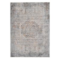 (A462) Blue Multicolor Modern Dense Medallion Area Rug, 8x10