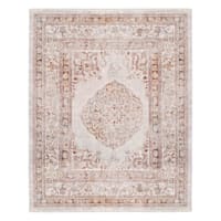 (B657) Blue & Ivory Faded Traditional Medallion Design Accent Rug, 3x5