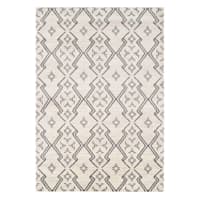(A463) Raymond Ivory & Dark Grey Moroccan Styled Area Rug, 8x10