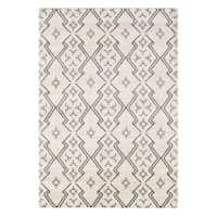 (A463) Raymond Ivory & Dark Grey Moroccan Styled Accent Rug, 3x5