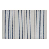 (E284) Ivory & Blue Nautical Striped Sisal Indoor & Outdoor Area Runner, 2x7
