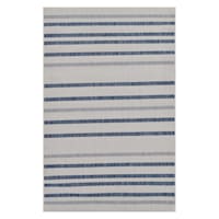 (E284) Honeybloom Terrace Ivory & Blue Nautical Striped Sisal Indoor & Outdoor Accent Rug, 3x5