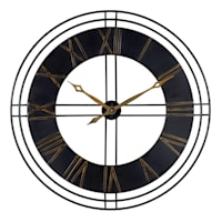 Crosby St. Black Metal Round Wall Clock, 36"