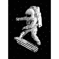 USA Astronaut Skateboard Canvas Wall Art, 12x16