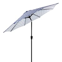 Steel Navy Lattice Round Crank And Tilt Outdoor Umbrella, 9'