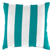 Turquoise Awning Striped Square Outdoor Throw Pillow, 16"