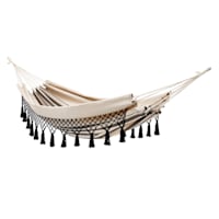 Hampton Patio Hammock with Tassels, Tan & Black Striped
