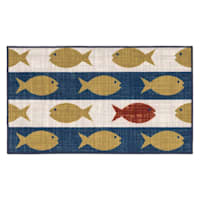 Blue & White Fish Striped Accent Rug, 2x4