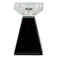 Black Glass Candle Holder, 6"