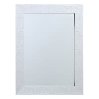 Silver Hexagon Textured Framed Rectangle Wall Mirror, 22x28