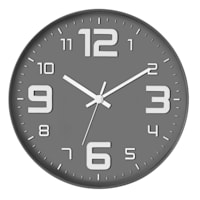 Grey & White Modern 3D Dial Round Wall Clock, 12"