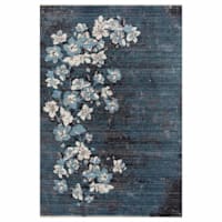 Tracey Boyd (B658) Cypress Distress Look Blue Floral Area Rug, 8x10