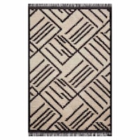 (C161) Tracey Boyd Elizabeth Grey & Beige Fringe Area Rug, 8x10