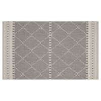 (E301) Crosby St. Oasis Ecru & Black Diamond Design Indoor & Outdoor Accent Rug, 3x5