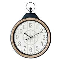 Black Metal with Rope Round Wall Clock, 20"