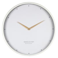 White Metal & Wood Round Wall Clock, 20"