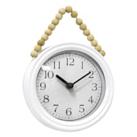 Honeybloom White Beaded Round Wall Clock, 7x9