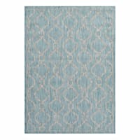 (E306) Aqua Geo Wave Indoor & Outdoor Area Rug, 8x10