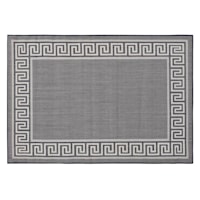 (E303) Dark Blue & Cream Greek Key Indoor & Outdoor Accent Rug, 2x4