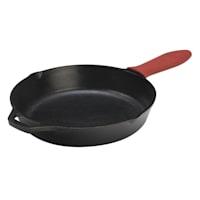 Lodge Cast Iron Skillet With Red Silicone Handle, 12"