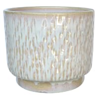 White Dimpled Ceramic Outdoor Planter, Medium