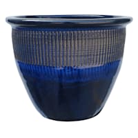 Blue Zip Ceramic Outdoor Planter, Large