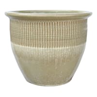 Beige Zip Ceramic Outdoor Planter, Large