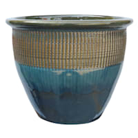Teal Zip Ceramic Outdoor Outdoor Planter, Large