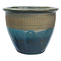 Teal Zip Ceramic Outdoor Planter, Medium
