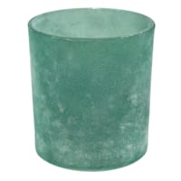 Frosted Green Glass Cylinder Votive Holder, 4"