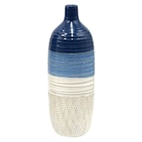 Tracey Boyd White & Blue Ceramic Vase, 10"