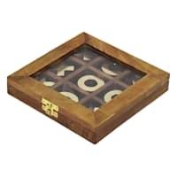 Honeybloom Wooden Tic Tac Toe Game, 7"