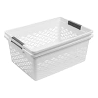 2-Pack White Brickor Stacking Basket, Medium