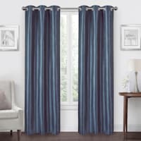 Navy Faux Silk Blackout Grommet Curtain Panel, 63"