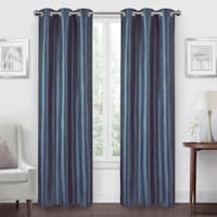 Navy Faux Silk Blackout Grommet Curtain Panel, 84"