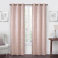Blush Faux Silk Embroidered Blackout Grommet Curtain Panel, 84"