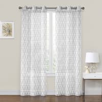 Charlton Grey Printed Sheer Grommet Curtain Panel, 63"