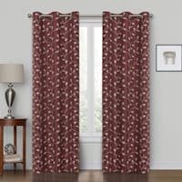 Rockwell Burgundy Embroidered Blackout Grommet Curtain Panel, 84"
