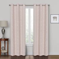 Rockwell Blush Embroidered Blackout Grommet Curtain Panel, 63"