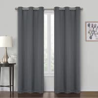 Sullivan Grey Shrink Yarn Light Filtering Grommet Curtain Panel, 63"