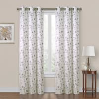Chatham Grey Embroidered Sheer Grommet Curtain Panel, 84"