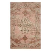 (A465) Found & Fable Pink Jeweled Medallion Area Rug, 8x10