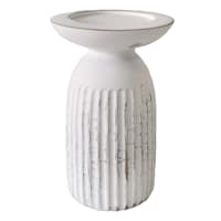 Modern White Pillar Candle Holder, 8"