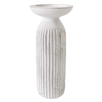 Modern White Pillar Candle Holder, 12"
