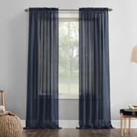 Erica Navy Crushed Rod Pocket Sheer Voile Curtain Panel, 63"