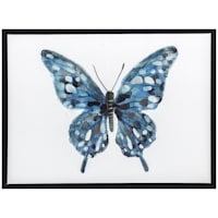 Framed Blue Butterfly Textured Canvas Wall Art, 16x12