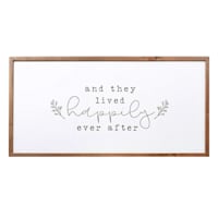 Honeybloom Framed Happy Ever After Canvas Wall Sign, 32x16